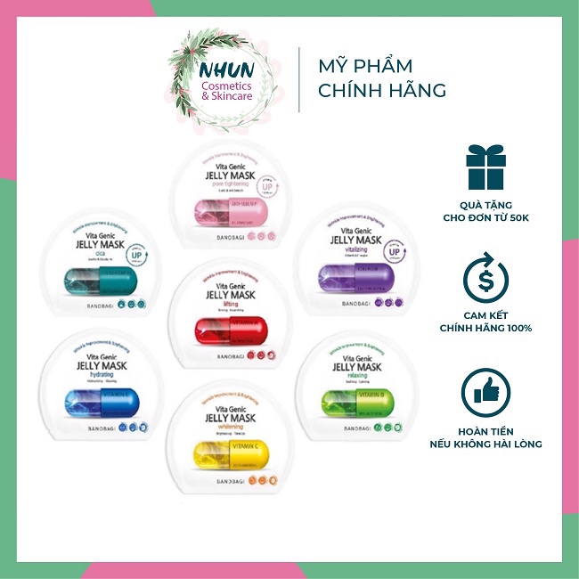 [Hộp 10 miếng] Mặt Nạ Giấy Banobagi Vita Genic Jelly Mask Hàn Quốc Mẫu Mới 2020 (Nhungshika)