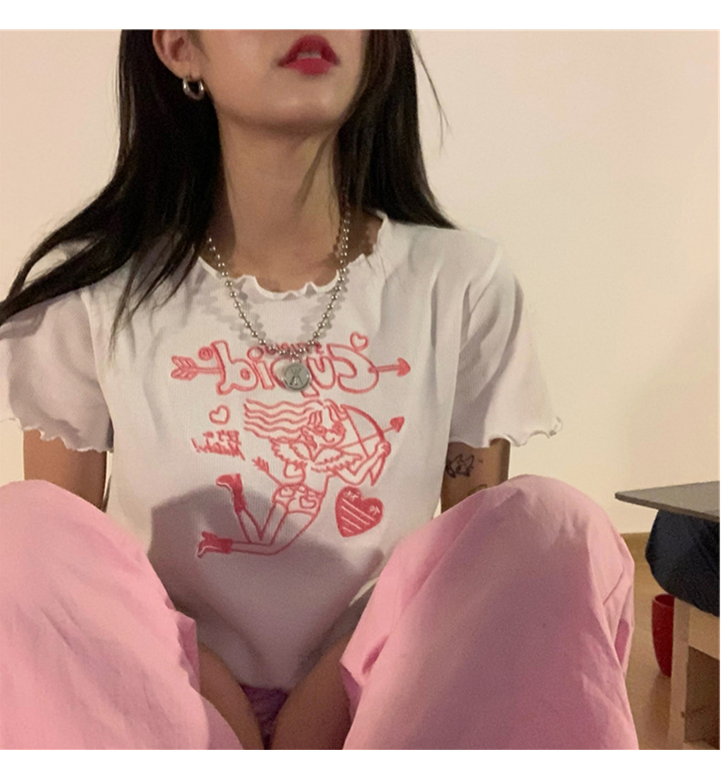 [Mã FAMAYWA giảm 10K đơn 50K] Áo Croptop Tay Ngắn Hoạ Tiết Thêu Phong Cách Hàn Quốc | BigBuy360 - bigbuy360.vn