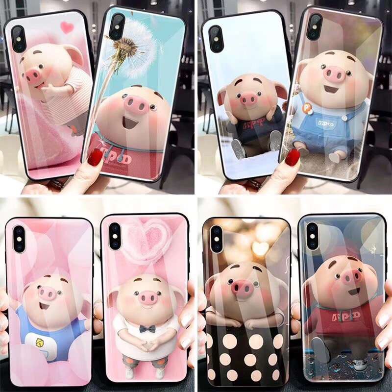 [Có Ảnh Thật + Video] Ốp Kính Hình Heo 2019 Siêu Cute - Kính Thật Chống Trầy Cho Oppo A3S/A83/A7 2018/F5/F7/F9/A59