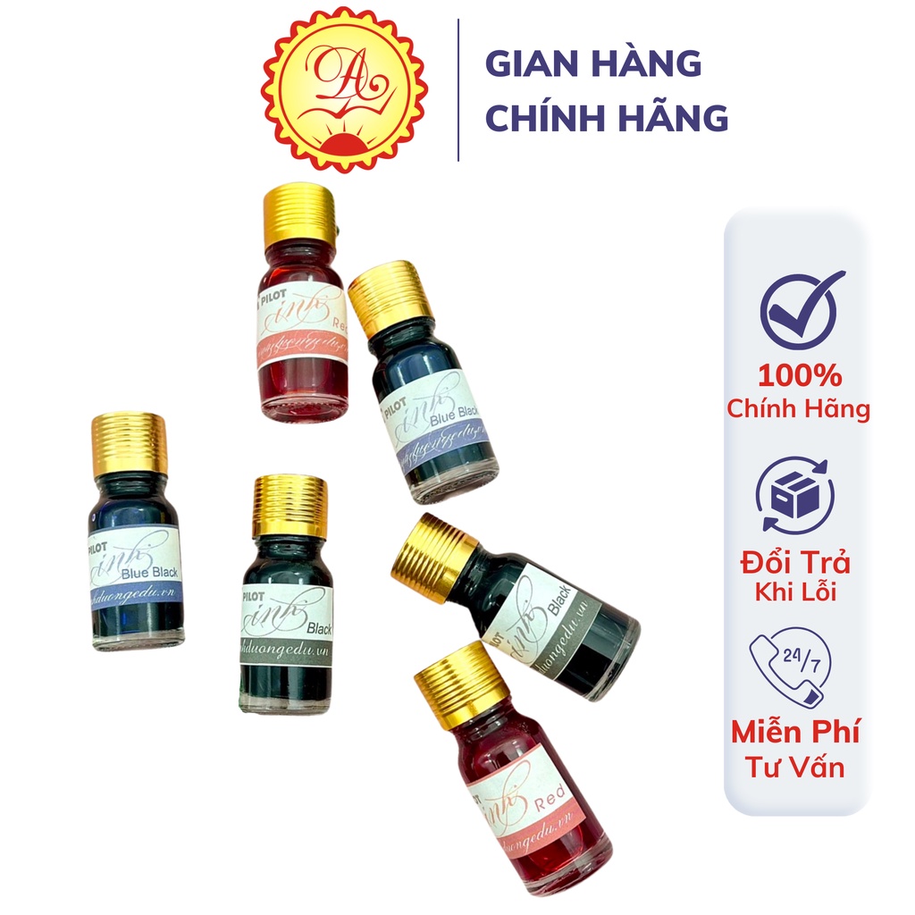 Mực bút máy Pilot Nhật Bản bền màu không lắng cặn cao cấp màu xanh đen/đen/đỏ lọ 10ml