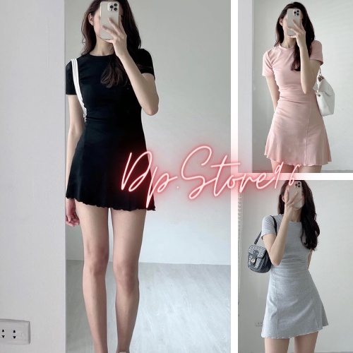 Váy Cộc Tay May Viền Nữ 🌸FREESHIP🌸 Đầm body dáng ôm tenis vạt bèo tiểu thư, kiểu sporty hàn quốc Ulzzang 🌸