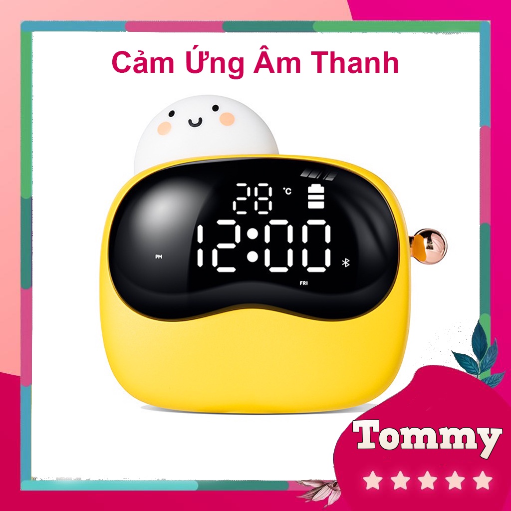 Đồng Hồ Báo Thức Điện Tử Để Bàn Làm Việc Học Sinh Thông Minh Kiêm Đèn Ngủ Có Chuông To Cute Cho Bé Eggy Sạc Điện Usb