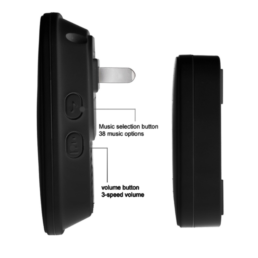 CACAZI không dây chuông cửa Chuông cửa không thấm nước tường cắm trong Loud kêu vang LED flash 123 okase
