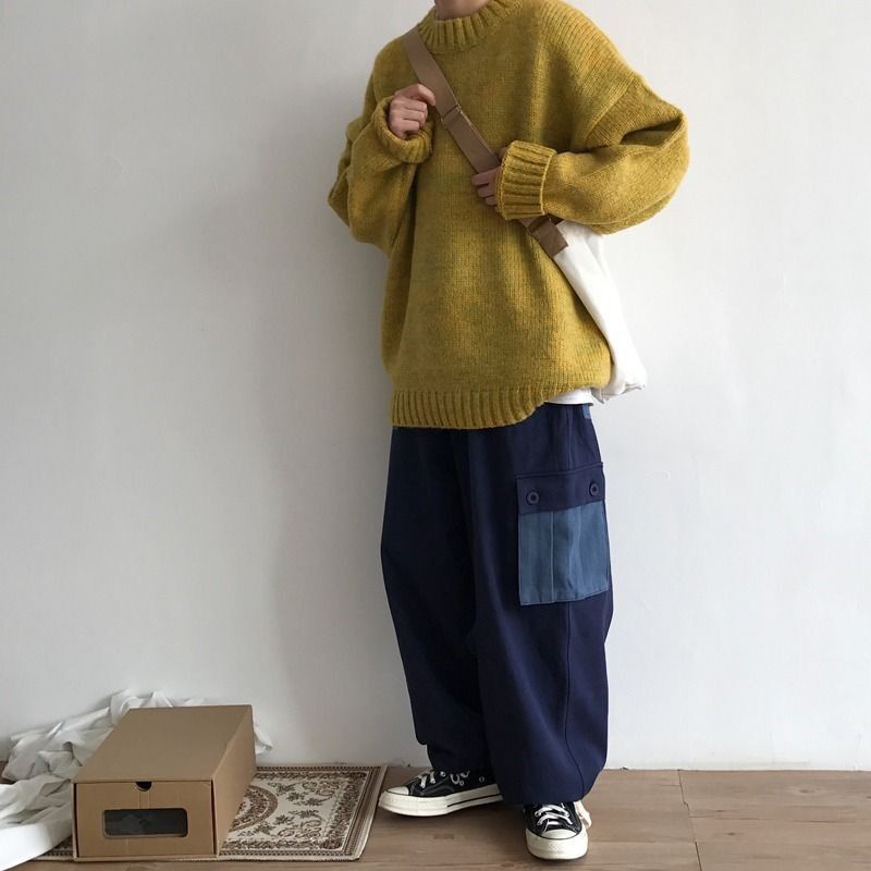 Áo Khoác Len Dáng Rộng Phong Cách Hàn Quốc Thời Trang Mùa Đông Dành Cho Nam