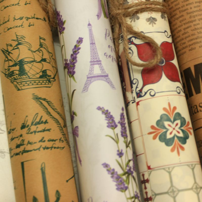 Giấy gói quà nền kraft cổ điển siêu vintage, sang trọng - VPP Trí Tuệ