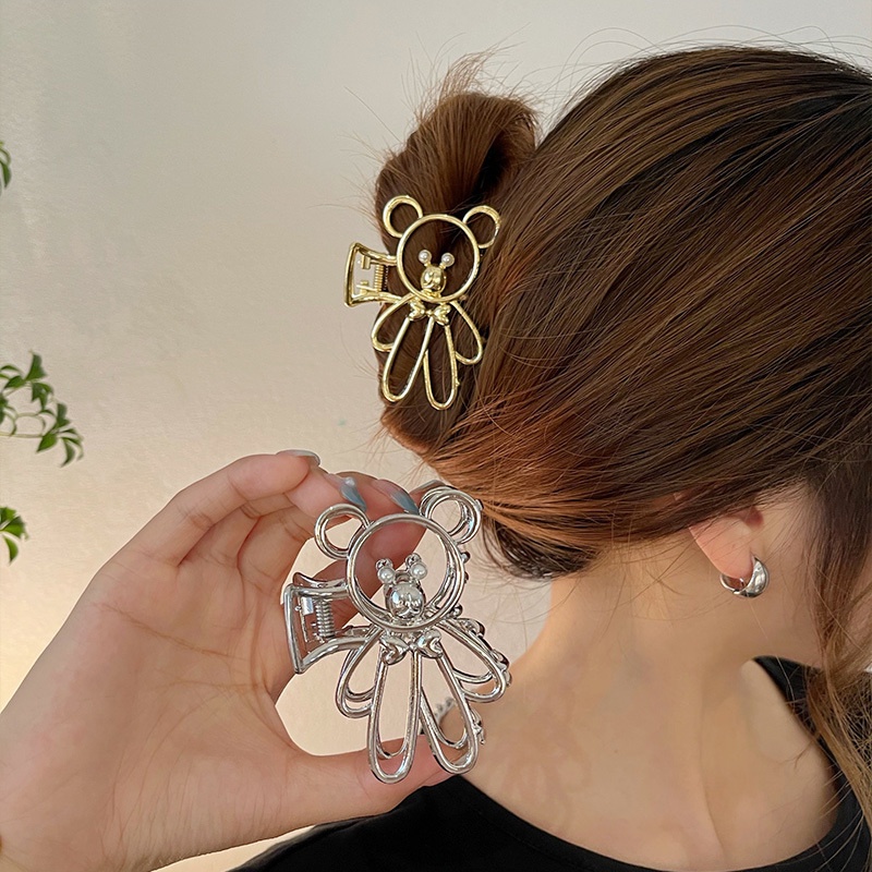Kẹp bấu tóc kim loại hình gấu dễ thương