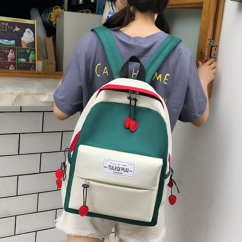 Ba Lô Đi Học Phối Màu Tương Phản Phong Cách Hàn Quốc Dành Cho Nữ