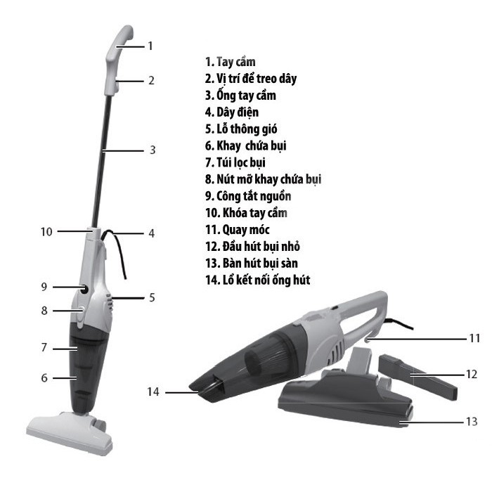 Máy Hút Bụi Gia Đình Tặng Kèm 9 Đầu Hút Đa Năng - Máy hút bụi cầm tay cao cấp, dễ sử dụng, hút mọi loại bụi