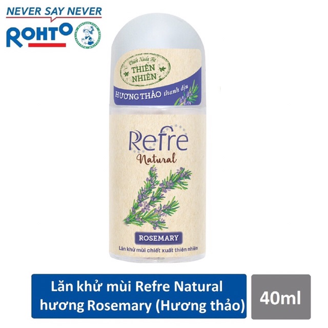 lăn hoặc xịt khử mùi hương nước hoa thiên nhiên Refre 40ml đủ hương: hương thảo, trà xanh, cúc la mã, ngọc lan tây