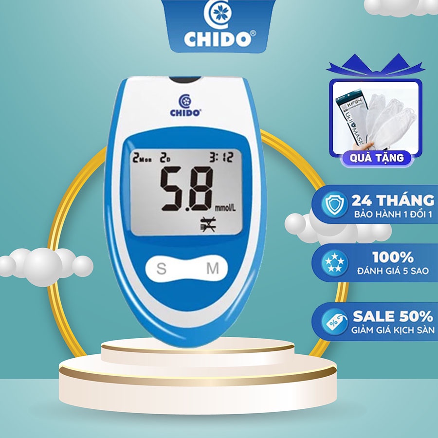 Máy đo đường huyết test thử tiểu đường Chido công nghệ Nhật Bản độ chính xác cao