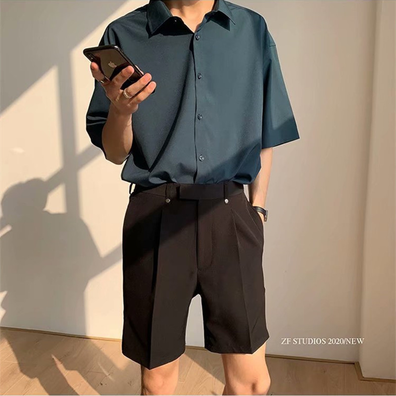 Korean fashion short-sleeved shirt for men size M-2XL