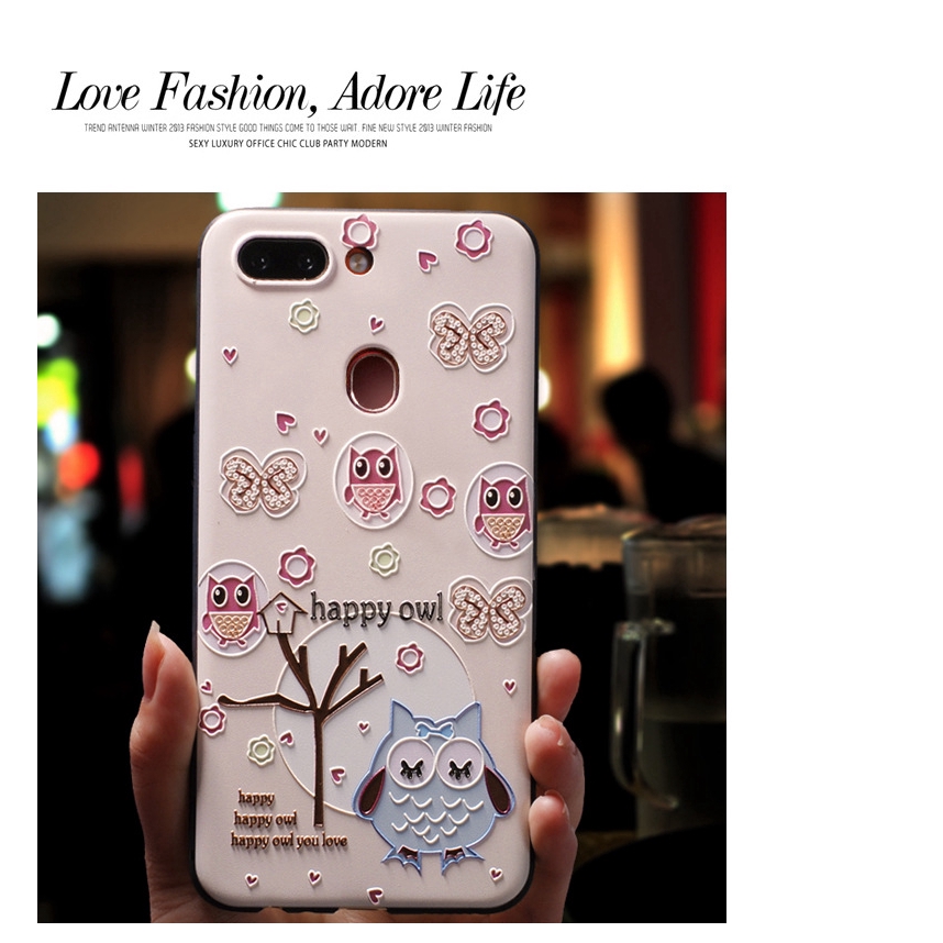 Blue Elephant Pink Owl Embossed Phone Case Samsung Galaxy A04S A04 A04e A13 A23 A33 A53 5G A01 Core A21S A10 M10 A10S A20 A30 A20S A50 A30S A50S A70 A51 A71 A31 A11 M11 A7 A6 A8 Plus 2018