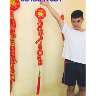 Dây pháo giả chữ phúc vải nhung in hình ngày xuân siêu đẹp trang trí tết cổ truyền