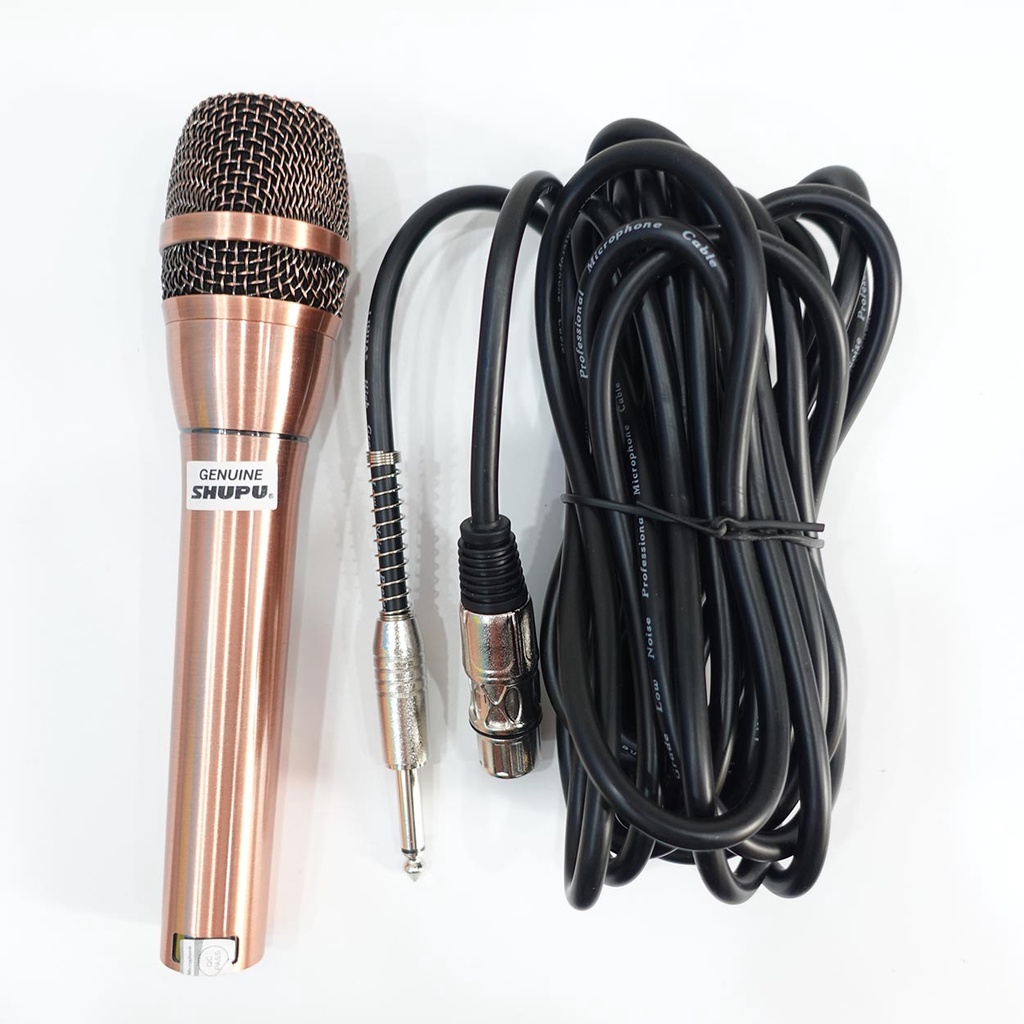 Micro Dây Karaoke Shupu SM-8.2 - Micro Chất Xịn, vỏ mạ đồng, Dây dài 6m - Chất âm trầm ấm, Bảo hành 6 tháng
