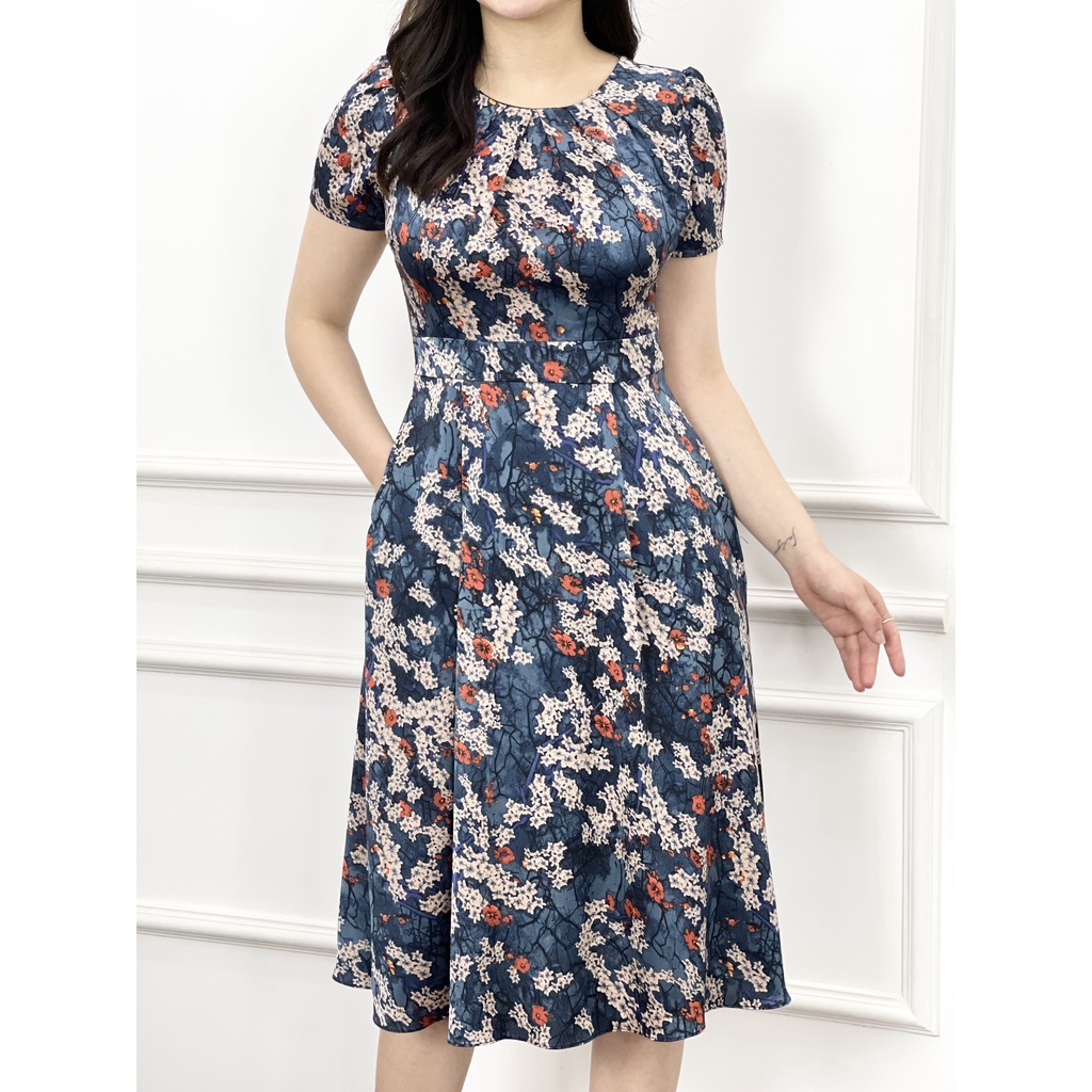 Đầm công sở thiết kế dáng xòe chất liệu lụa tằm ý cao cấp B57 Emvy | BigBuy360 - bigbuy360.vn