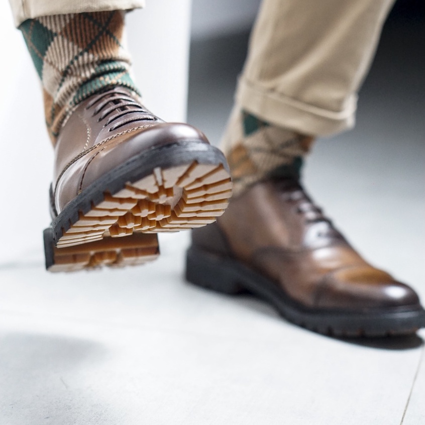 Giày da nam  công sở OXFORD đánh màu thủ công patina cánh dán da bò thật