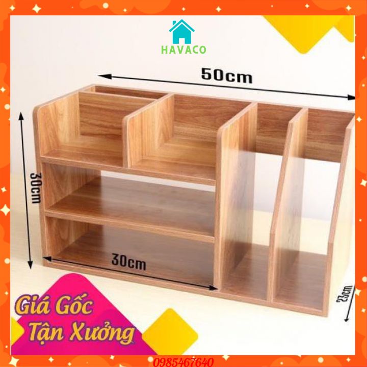 Kệ để hồ sơ văn phòng tiện lợi, kệ sách để bàn nhỏ gọn gỗ MDF chống ẩm cao cấp Hs01