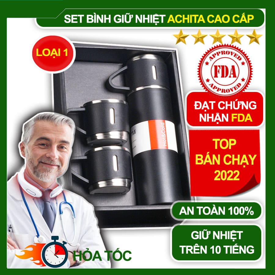 Bình giữ nhiệt Achita B95 5 lớp khóa nhiệt không chất gây ung thư - Shop 3B Care