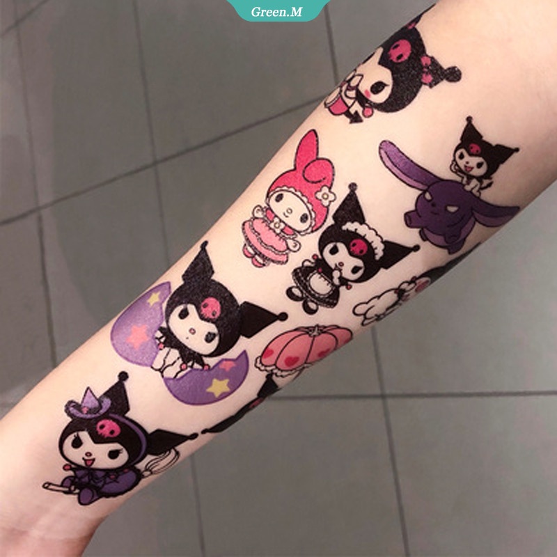 Hình Xăm Dán Hoạt Hình Melody Cinnamoroll Kuromi Hello Kitty Dễ Thương Chống Nước Lâu Trôi Giặt Được