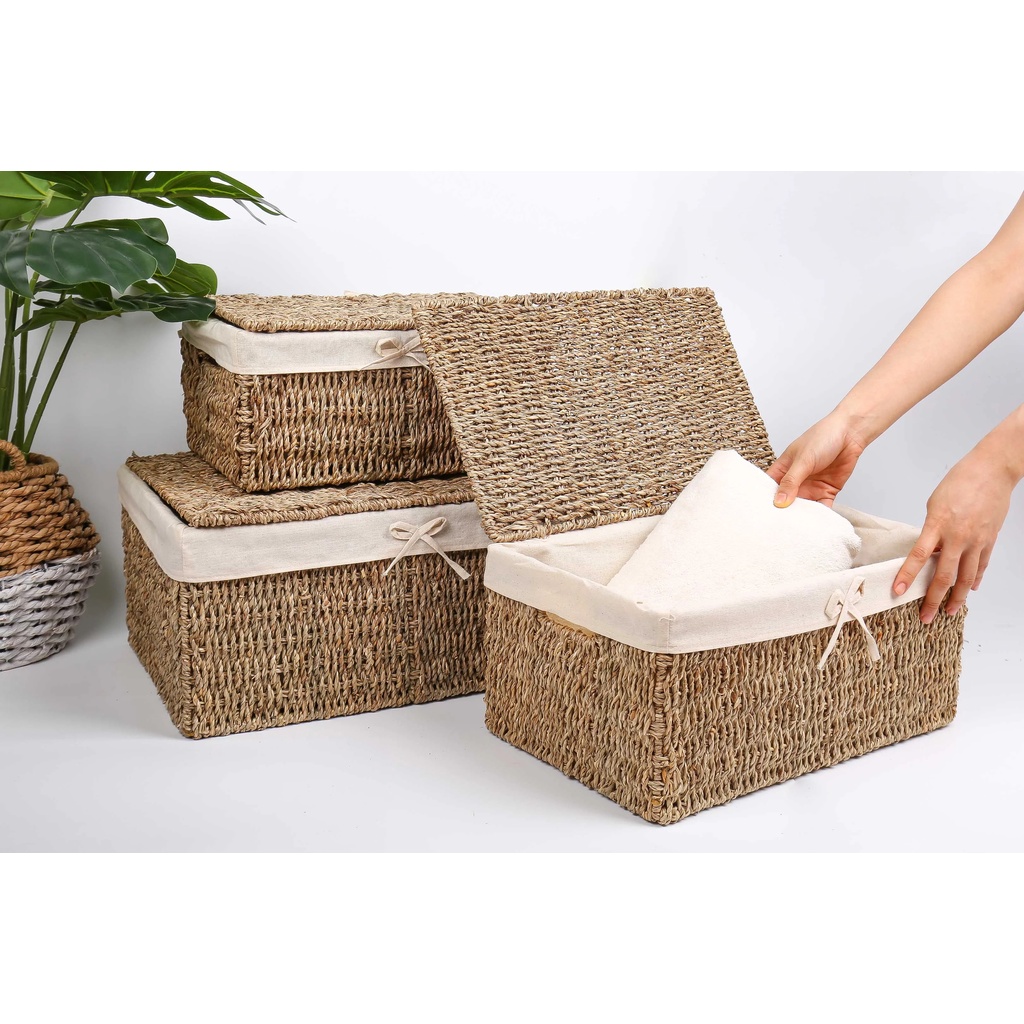 Khay Cói Đựng Đồ Có Nắp Tặng Kèm Vải Lót - THE GREENMART VIETNAM