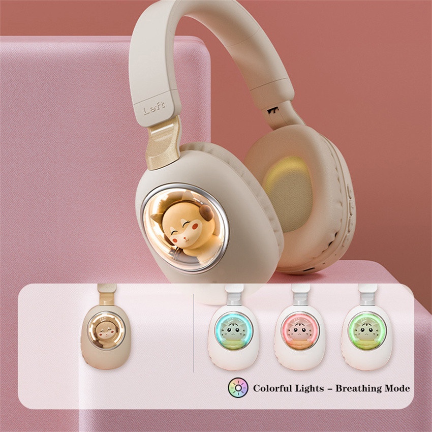 Tai Nghe Chụp Tai Bluetooth Không Dây / Hifi Có Mic Dễ Thương Cho PS4 / Điện Thoại