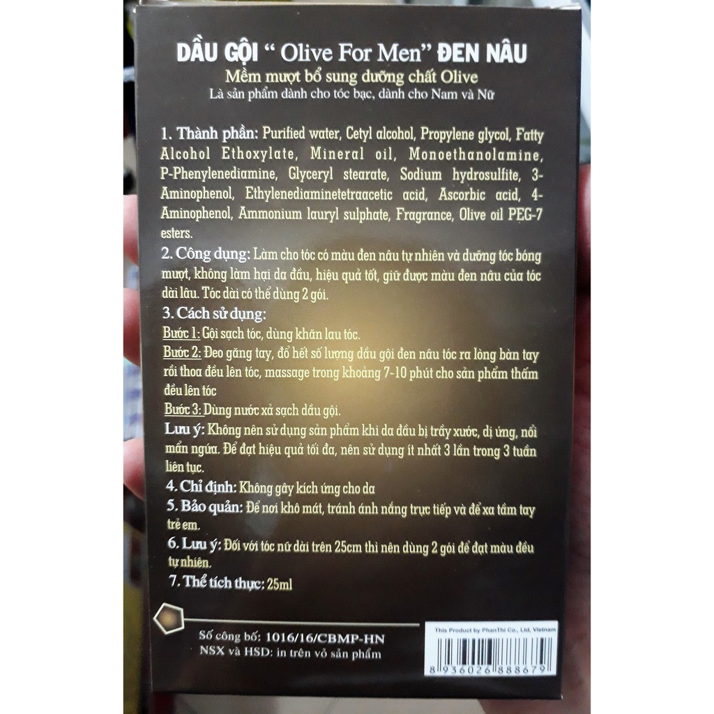 Dầu gội  nhuộm tóc đen nâu mềm mượt cho nam và nữ Olive For Men 25ml