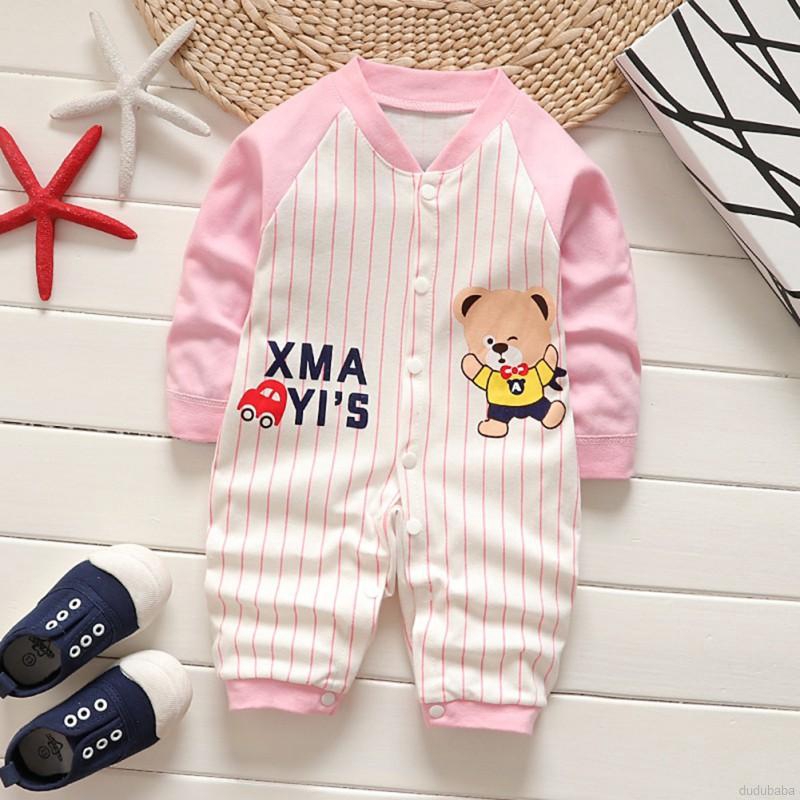 Áo liền quần dài tay sọc ngang đáng yêu cho bé trai gái