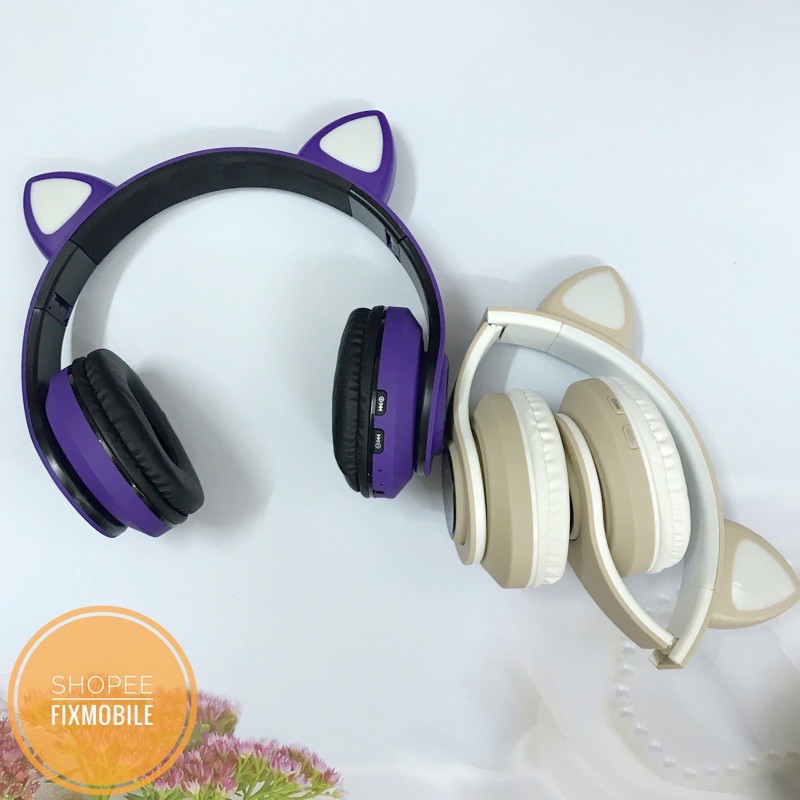 Tai Nghe tai Mèo Bluetooth phát sáng Cao Cấp, Headphone Tai Mèo Đáng Yêu, Có Mic, Chống Ồn, Âm Thanh Trầm Ấm-BH 6 tháng. | BigBuy360 - bigbuy360.vn