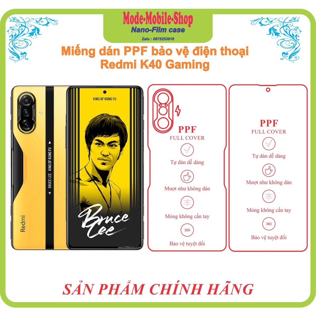 Miếng dán PPF xiaomi K40 Gaming bảo vệ lưng máy khỏi trầy xước