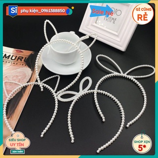 Bờm cài tóc tai thỏ đính hạt giao mẫu ngẫu nhiên