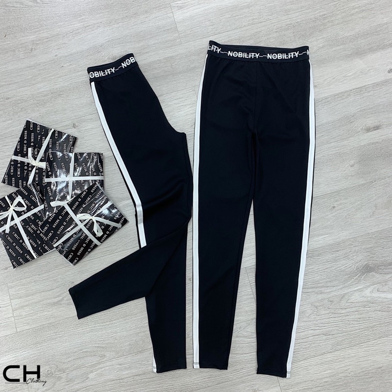 quần legging sọc cạp chữ