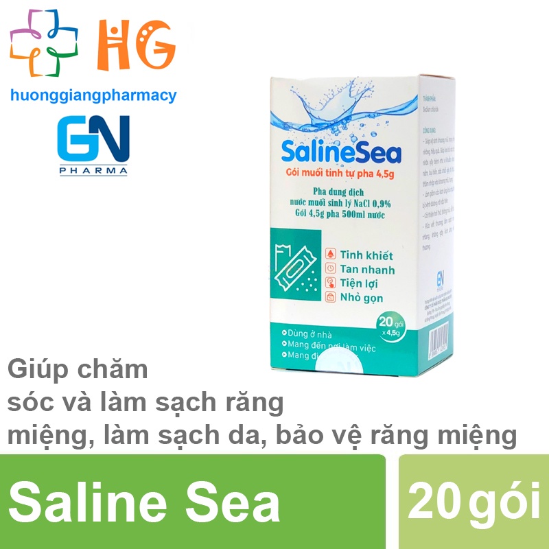 Nước muối sinh lý natri clorid dạng gói Muối Tinh Salinesea chính hãng thuận tiện tự pha theo nhu cầu Hộp 20 gói
