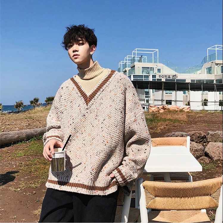 Áo Sweater Cổ Lọ Dáng Rộng Giả Nhiều Lớp Thời Trang Mùa Đông Cho Nam | BigBuy360 - bigbuy360.vn