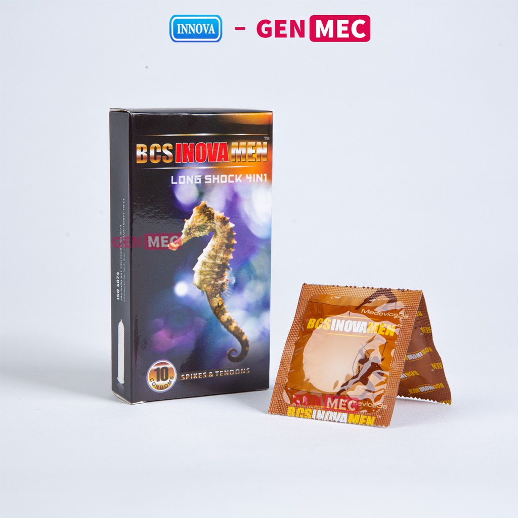 Bao Cao Su Gân Gai Nhỏ Inova Men Nhiều GeL Bôi Trơn - Siêu Khoái Cảm - BCS Inova Men Hộp 10 bao - Genmec