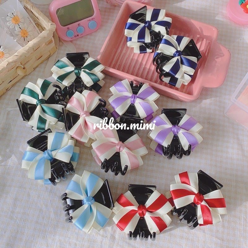 [ Hàng Thiết Kế ] Kẹp Tóc Nơ Kẹp Cua Handmade Cao Cấp Ribbon.mimi Kẹp Cua
