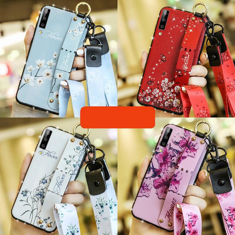 Ốp điện thoại họa tiết bông hoa đơn giản có móc khóa cho Redmi 7 5 Plus 6A 6 Pro Note 4 4X Note 3 5 6 Pro Note 7 Pro