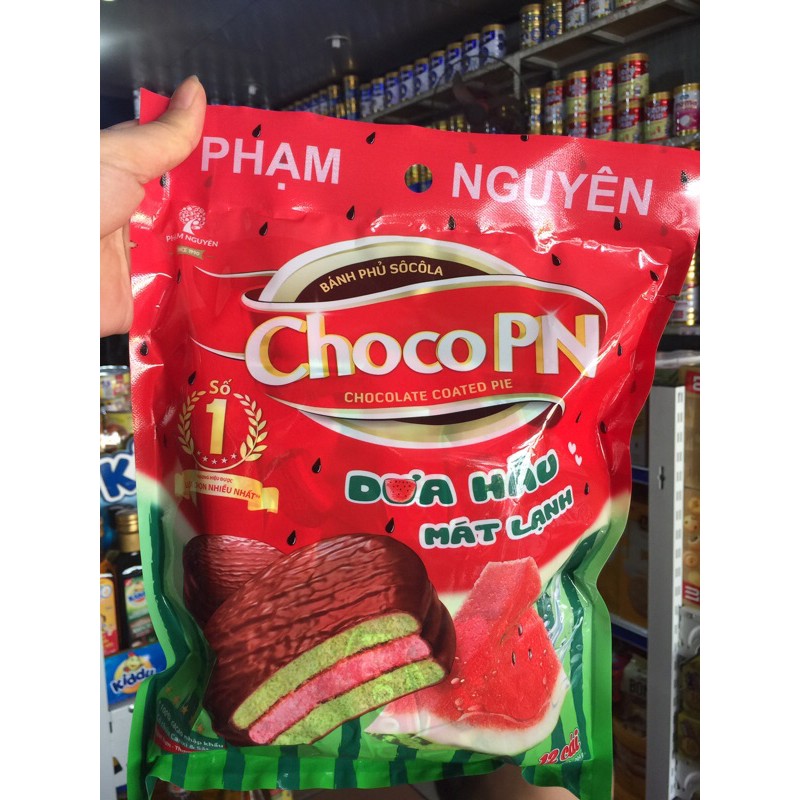 Bánh Choco PN Phủ Socola Nhân Dưa Hấu Mát Lạnh 12cái