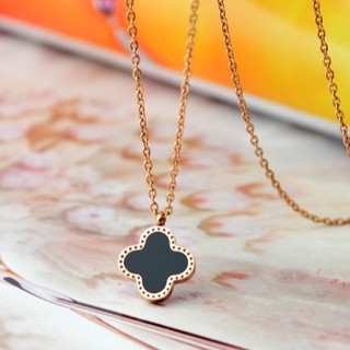 Dây chuyền cỏ 4 lá màu gold rose sang trọng chất liệu titan không gỉ sét style hàn quốc - namimi