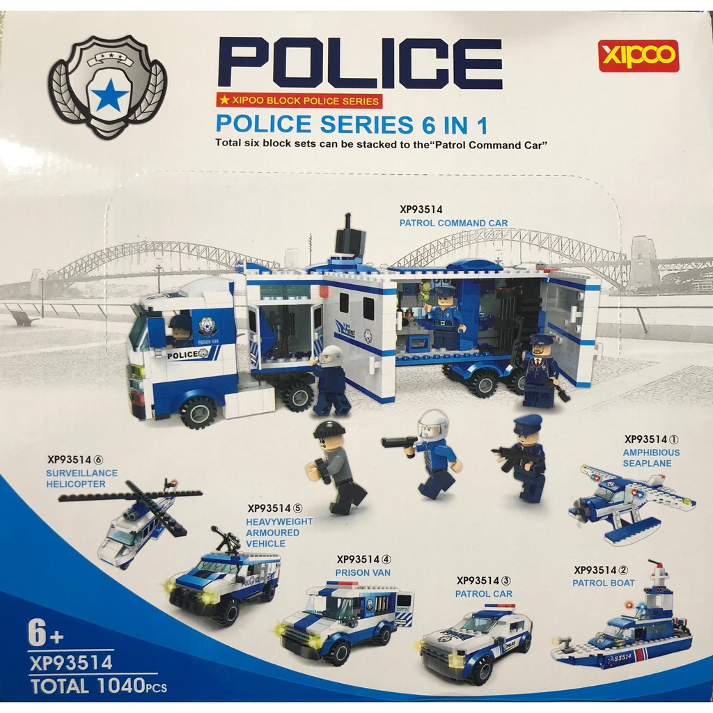 Lego 6 trong 1 - Tổng 1040 khối - Xếp hình Police series - Xe trạm Cảnh sát