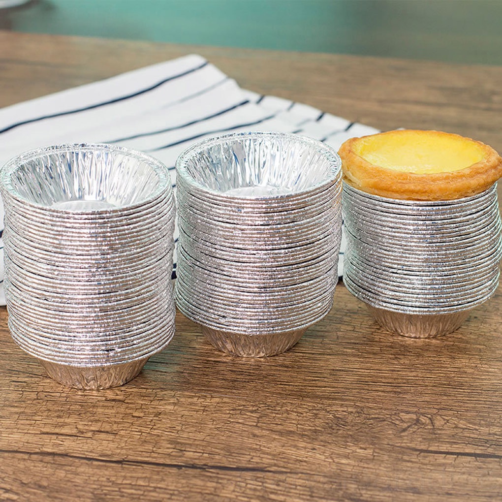 Set 100 Khuôn Lá Nhôm Dùng Một Lần Làm Bánh Tart Trứng