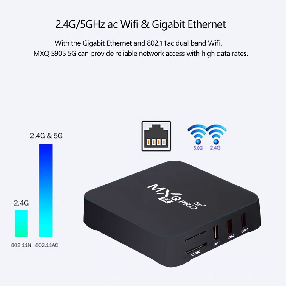 Android Tivi Box MXQ PRO TV Box  Android 10.1 4K  4G+64G Thiết bị chuyển đổi TV thường thành Smart Tivi Box