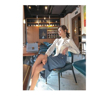 Áo Sơ Mi Lụa Cổ Cúc Vạt Dài Chất Lụa Bóng Hot Trend