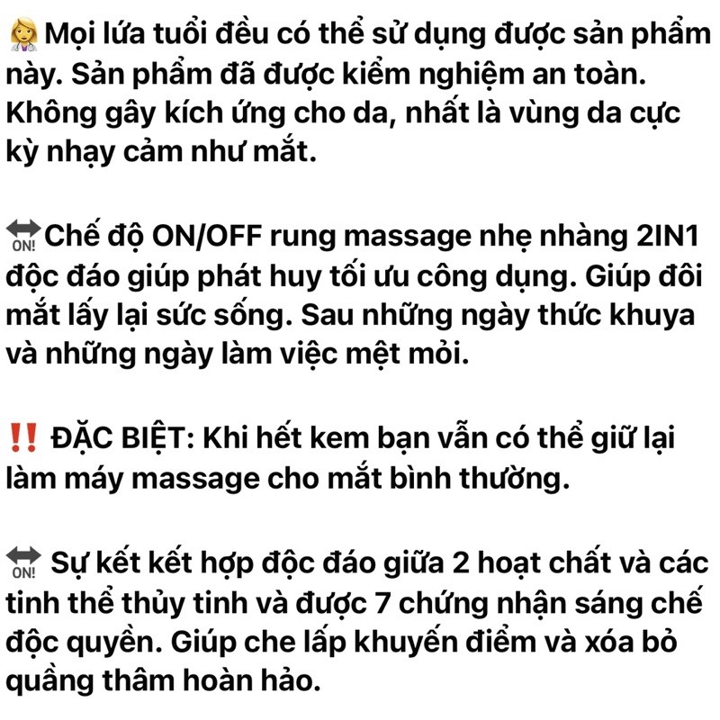 CHÍNH HÃNG Kem Dưỡng Ngừa Thâm Bọng Mắt Tích Hợp Máy Massage Rung Xoá Mờ Nếp Nhăn Vết Chân Chim Kem Dưỡng Mắt JOMTAM | BigBuy360 - bigbuy360.vn
