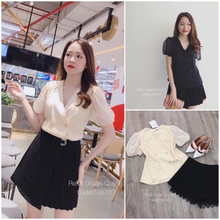 Áo sơ mi cổ tim 2 hàng khuy giả vest thiết kế(video ảnh thật)