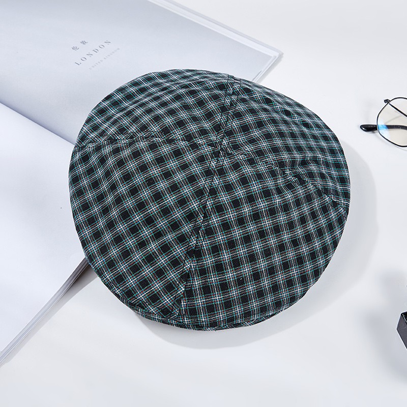 Mũ Beret Mỏng Mềm Thoáng Khí Kẻ Sọc Caro Phong Cách Nhật Bản Dễ Phối Đồ Thời Trang Mùa Hè Cho Nữ