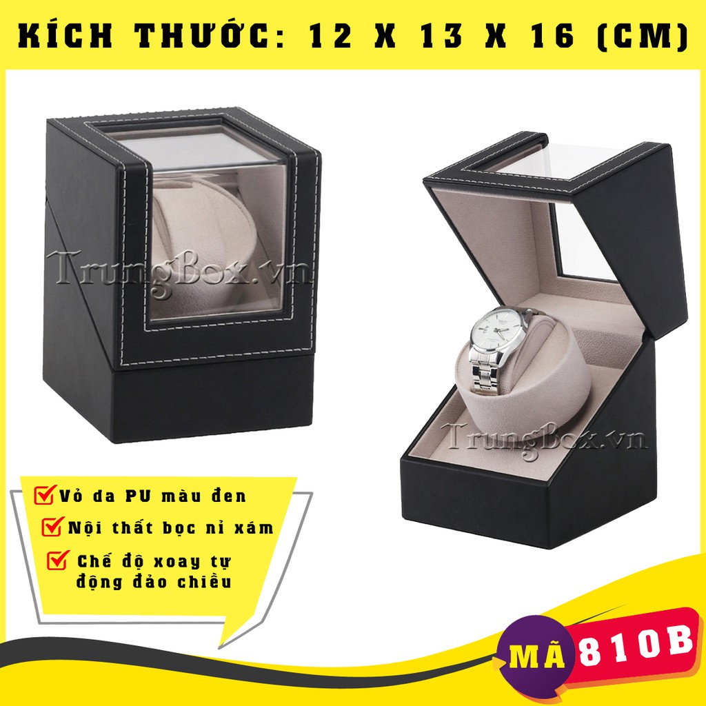 [MOTOR NHẬT] Hộp Xoay Đồng Hồ Cơ 1 &amp; 2 Ngăn - Vỏ Da &amp; Vỏ Gỗ | SAIKE chính hãng