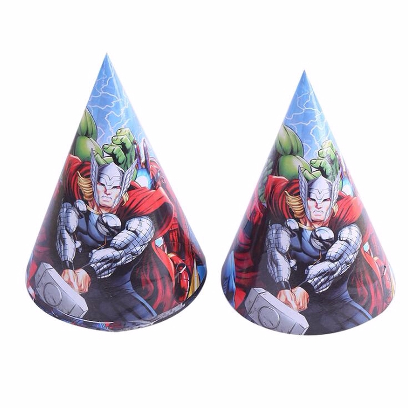 Set 6 Mũ Giấy Chúc Mừng Sinh Nhật Hình Mickey / Kỳ Lân / Công Chúa / Avengers Hoạt Hình