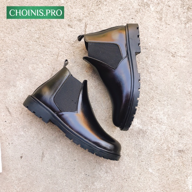 Giầy da CHELSEA BOOTS cao cổ da bò mềm Bốt cao cổ nam tăng cao 5cm