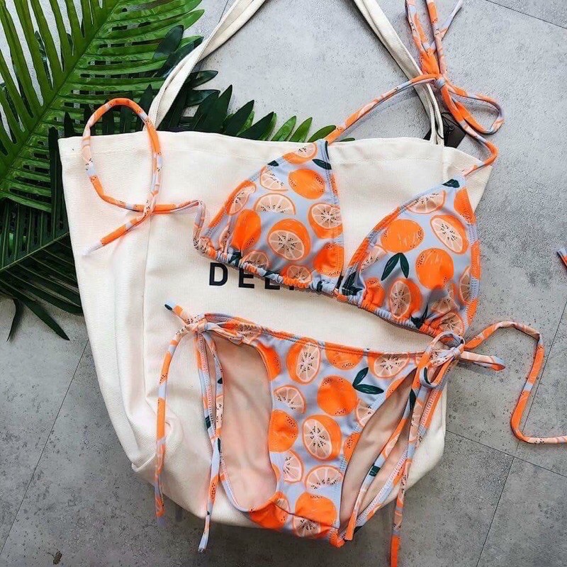 Đồ bơi nữ họa tiết trai cam [hình thật ] | BigBuy360 - bigbuy360.vn