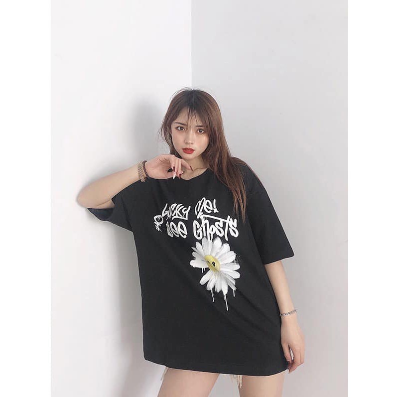 Áo thun tay lỡ unisex Diss form dáng rộng nam nữ mặc được 3 màu trắng đen xám Xưởng Sỉ Nguyễn Hoa